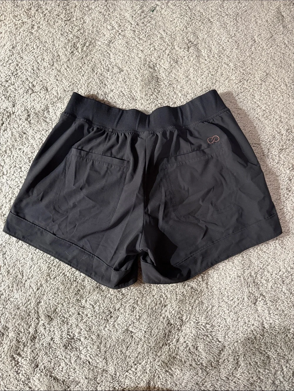 Women's Black Athletic Drawstring Shorts with Zip Pockets
